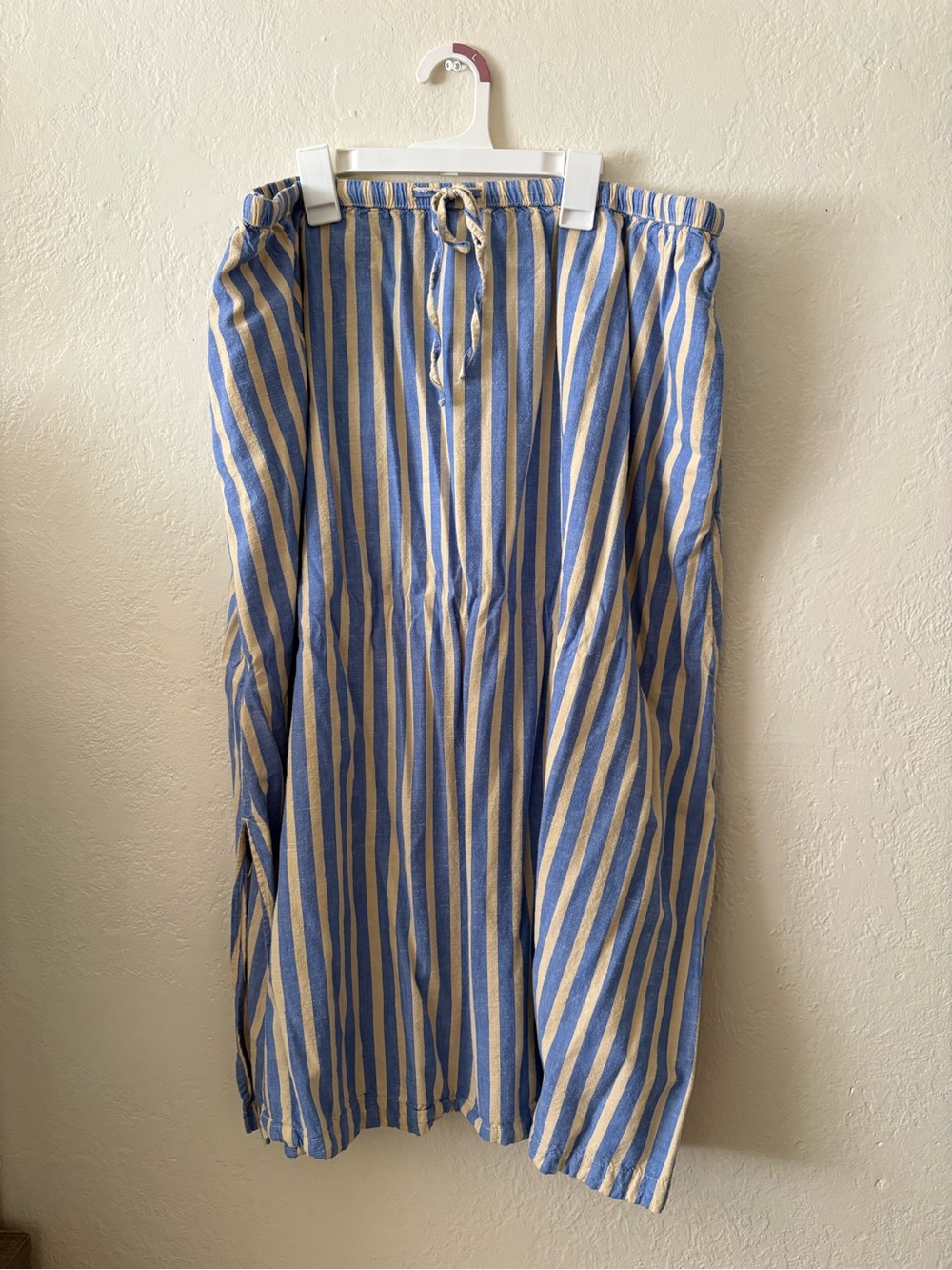 Universal Thread Blue and Cream Striped Cotton Midi Skirt